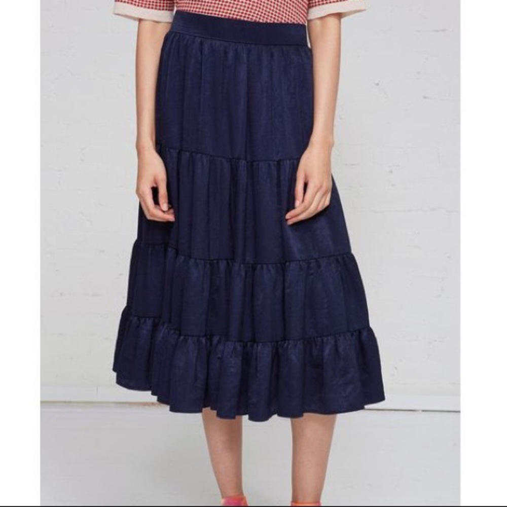 Totokaelo Needles Blue Velvet Tiered Skirt